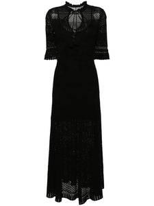 Zadigvoltaire Memphis Pointelle Knit Maxi Dress — Black/ Red — Size XS — Front View