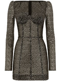 Dolce Gabbana Sequin Embellished Bustier Minidress — Black/ Red — Size XS — Front View