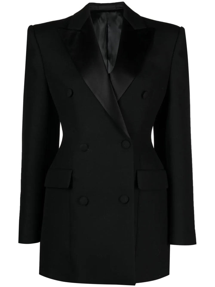 Wardrobenyc Fitted Waistline Double Breasted Blazer Dress — Black — Size XS — Front View