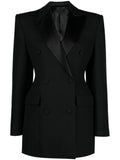 Wardrobenyc Fitted Waistline Double Breasted Blazer Dress — Black — Size XS — Front View