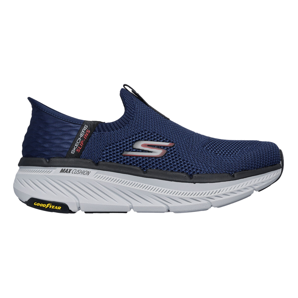 Skechers Max Cushioning Premier 2.0 — Navy Textile - Black Synthetic — Size D — Width 8 — Front View