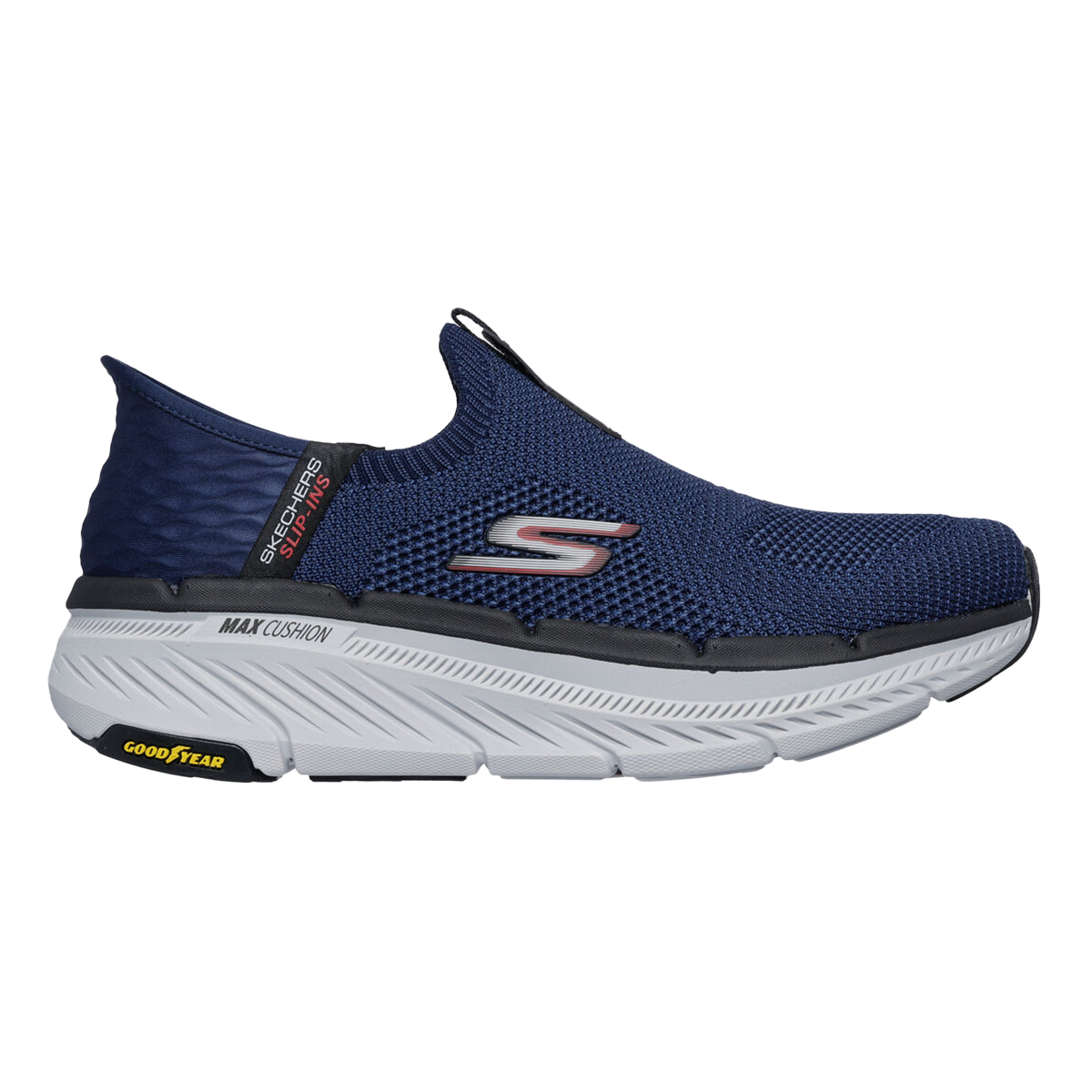 Skechers Max Cushioning Premier 2.0 — Navy Textile - Black Synthetic — Size D — Width 8 — Front View