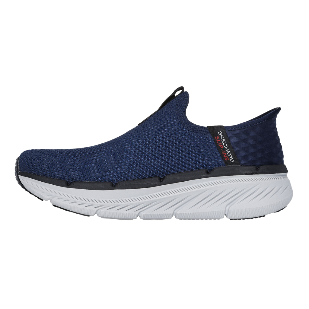 Skechers Max Cushioning Premier 2.0 — Navy Textile - Black Synthetic — Size D — Width 8 — Side View