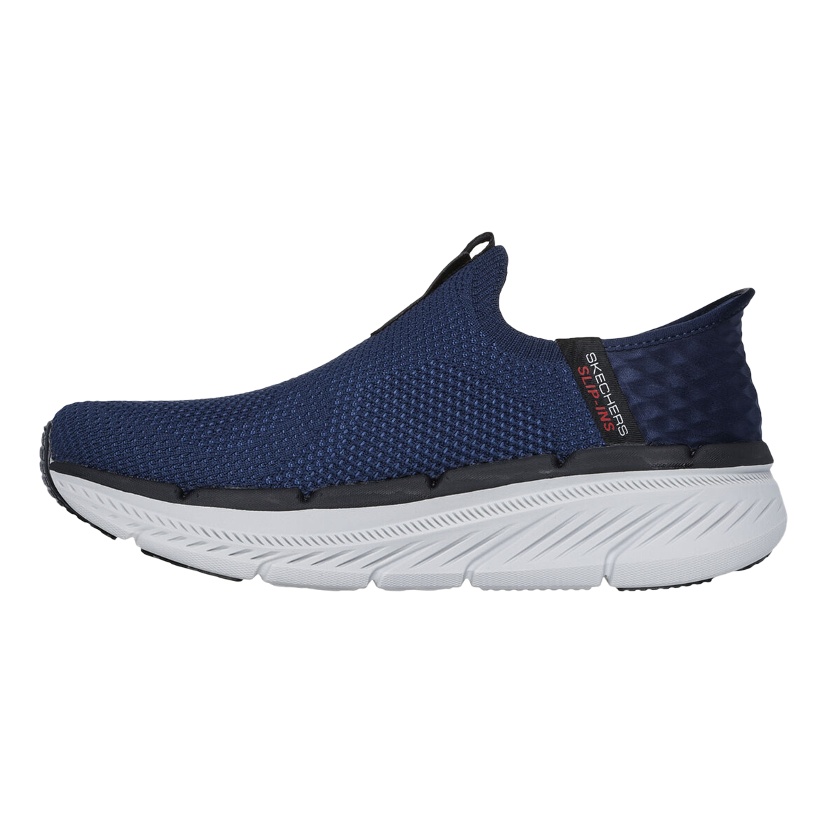 Skechers Max Cushioning Premier 2.0 — Navy Textile - Black Synthetic — Size D — Width 8 — Side View