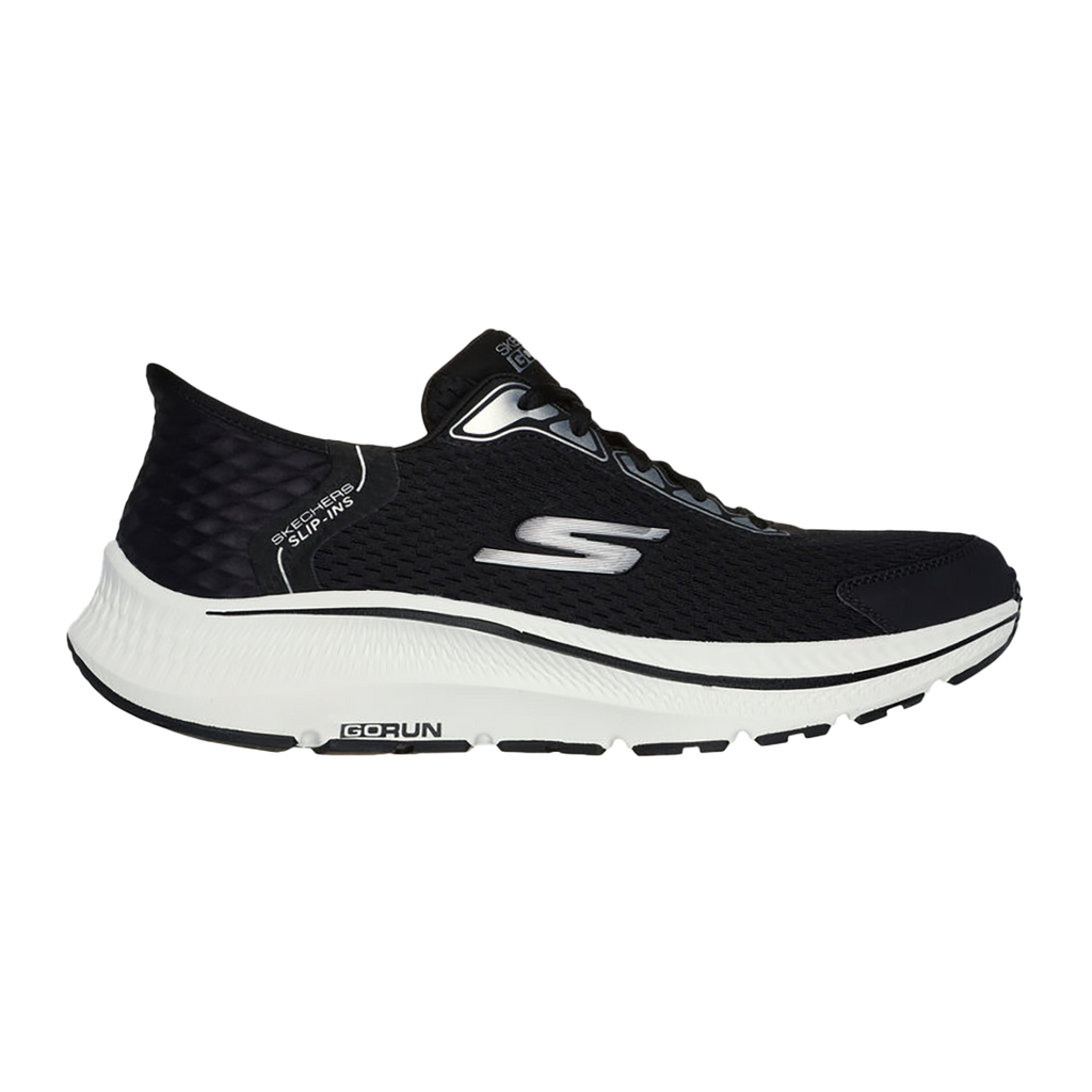 Skechers Go Run Consistent 2.0 - Empowered — Black And White Textile - Synthetic — Size D — Width 9 — Front View