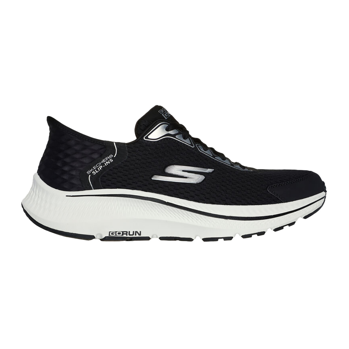 Skechers Go Run Consistent 2.0 - Empowered — Black And White Textile - Synthetic — Size D — Width 9 — Front View