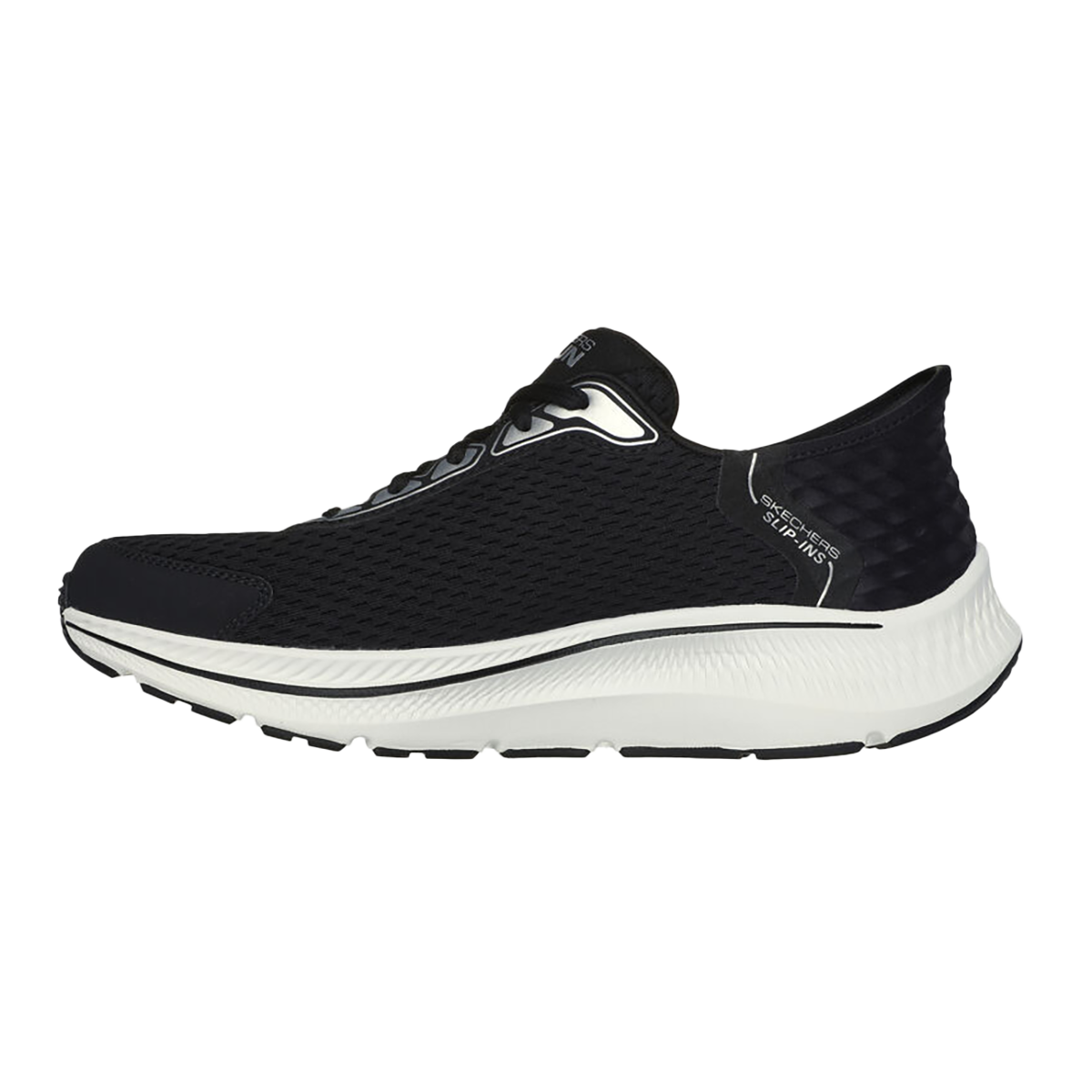 Skechers Go Run Consistent 2.0 - Empowered — Black And White Textile - Synthetic — Size D — Width 9 — Side View