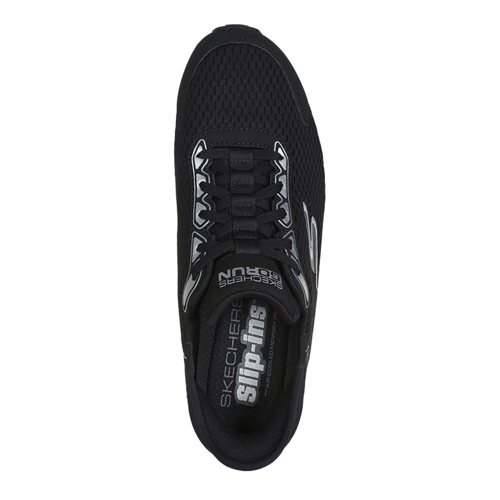 Skechers Go Run Consistent 2.0 - Empowered — Black And White Textile - Synthetic — Size D — Width 9 — Back View