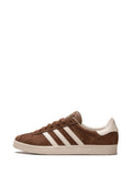adidas Gazelle 3-Stripes Leather Sneakers — Coffee Brown/Cream White — Size US M 3.5 - US W 5 — Detail View