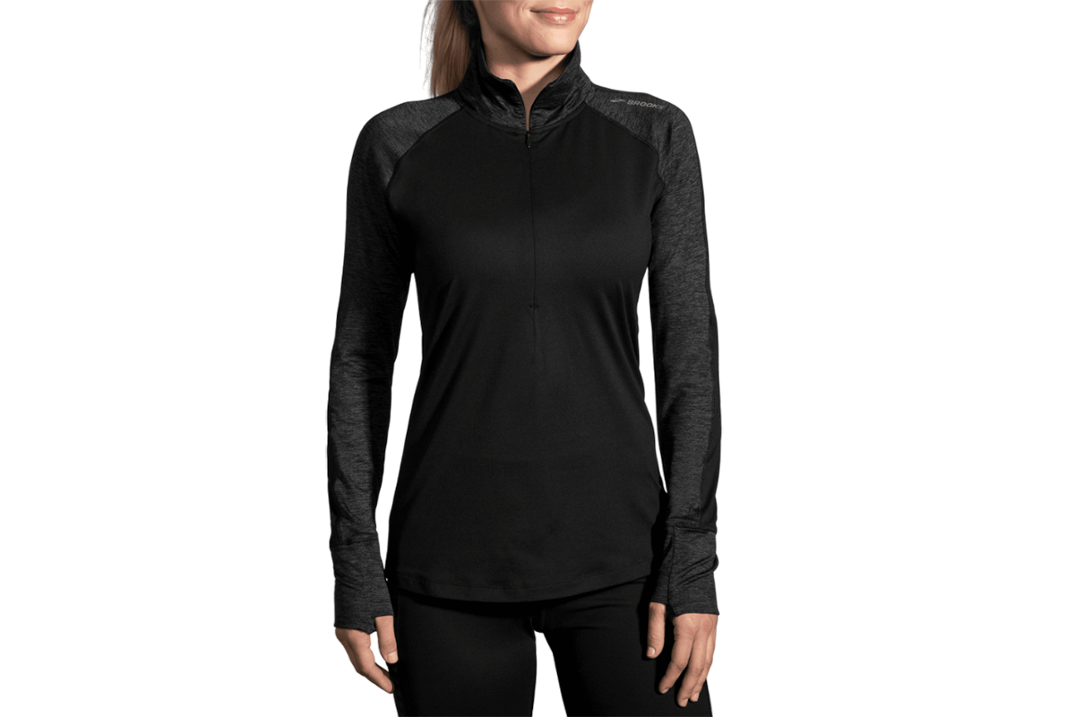 Brooks Dash 1/2 Zip — Black - Heather Black — Size XLarge — Front View