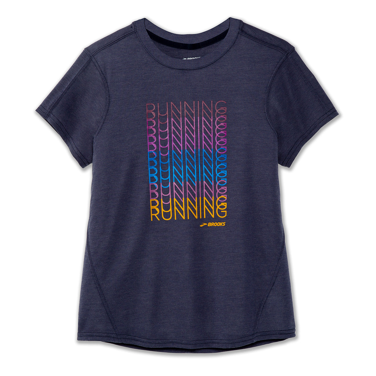 Brooks Distance Graphic Shortsleeve — Heather Ash - Run Happy — Size Small — Alternate View 7