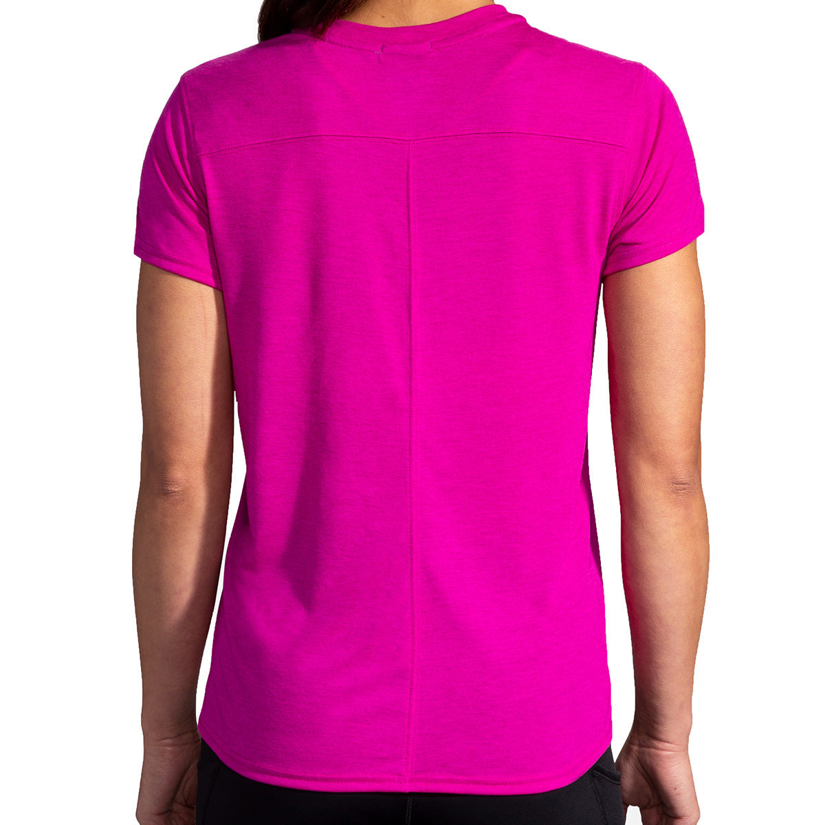 Brooks Distance Graphic Shortsleeve — Heather Ash - Run Happy — Size Small — Side View