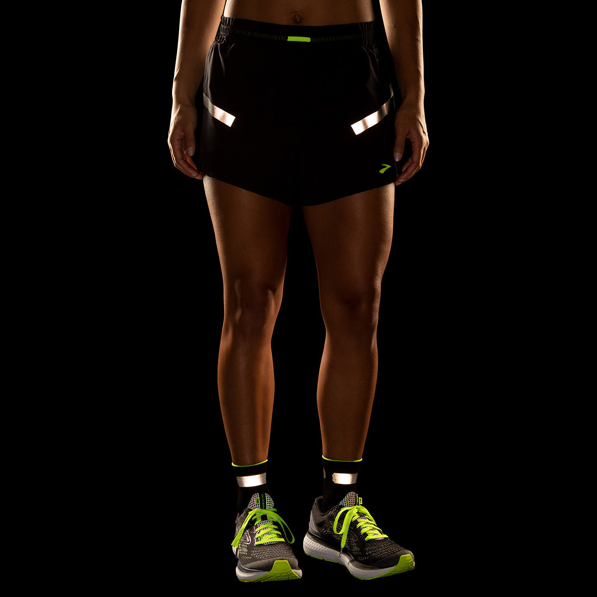Brooks Carbonite 4" Short — Black - Nightlife — Size Small — Side View
