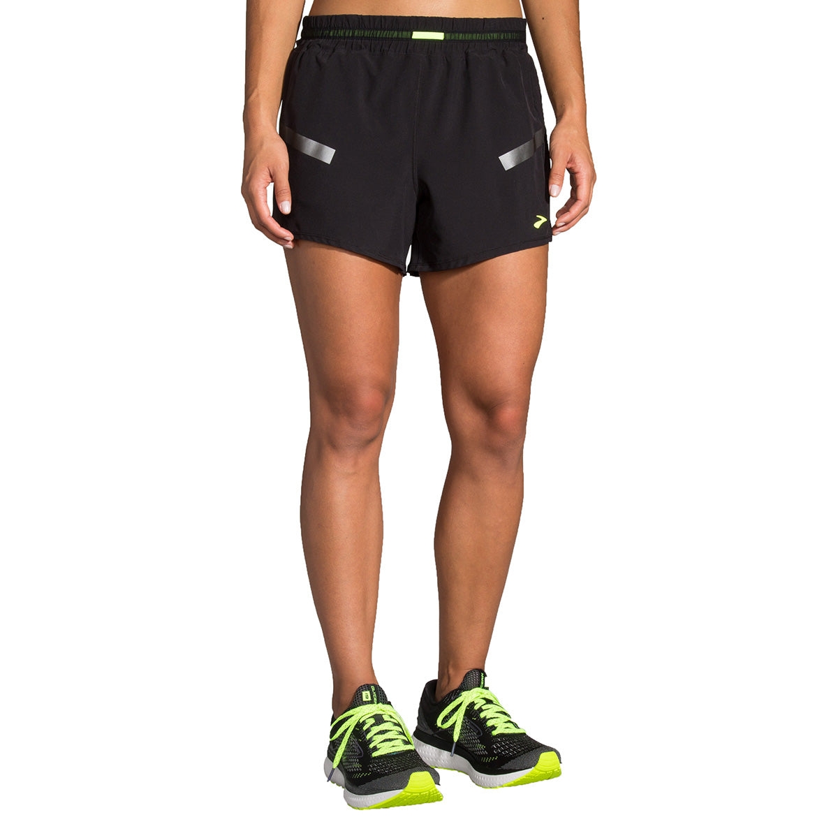 Brooks Carbonite 4" Short — Black - Nightlife — Size Small — Front View