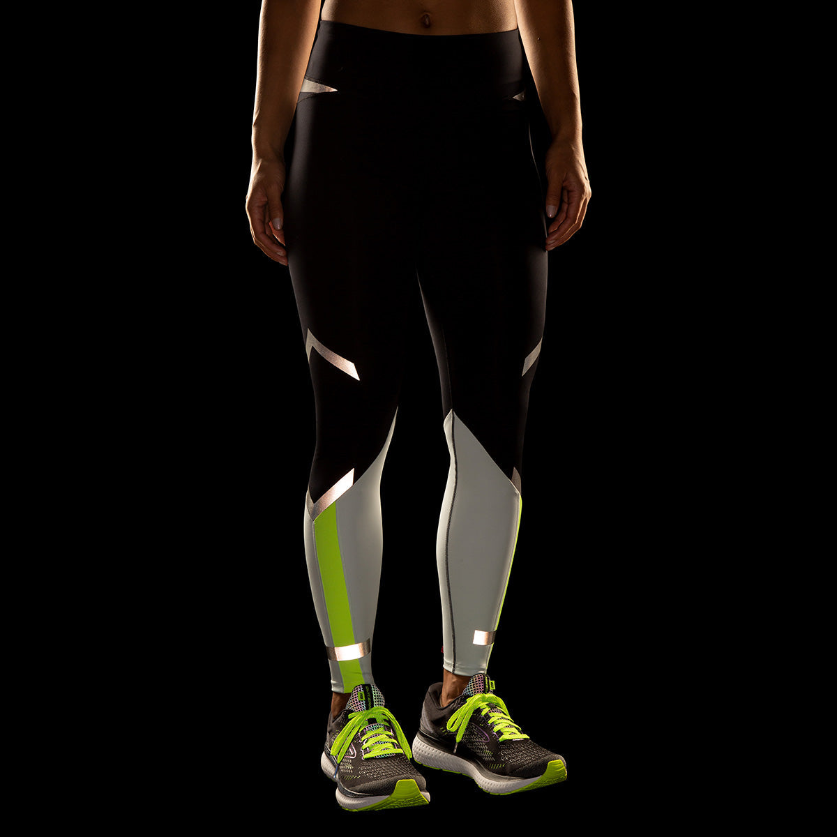 Brooks Carbonite Tight — Black - Icy Grey - Nightlife — Size Small — Side View