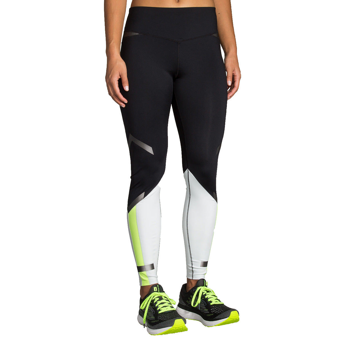 Brooks Carbonite Tight — Black - Icy Grey - Nightlife — Size Small — Front View