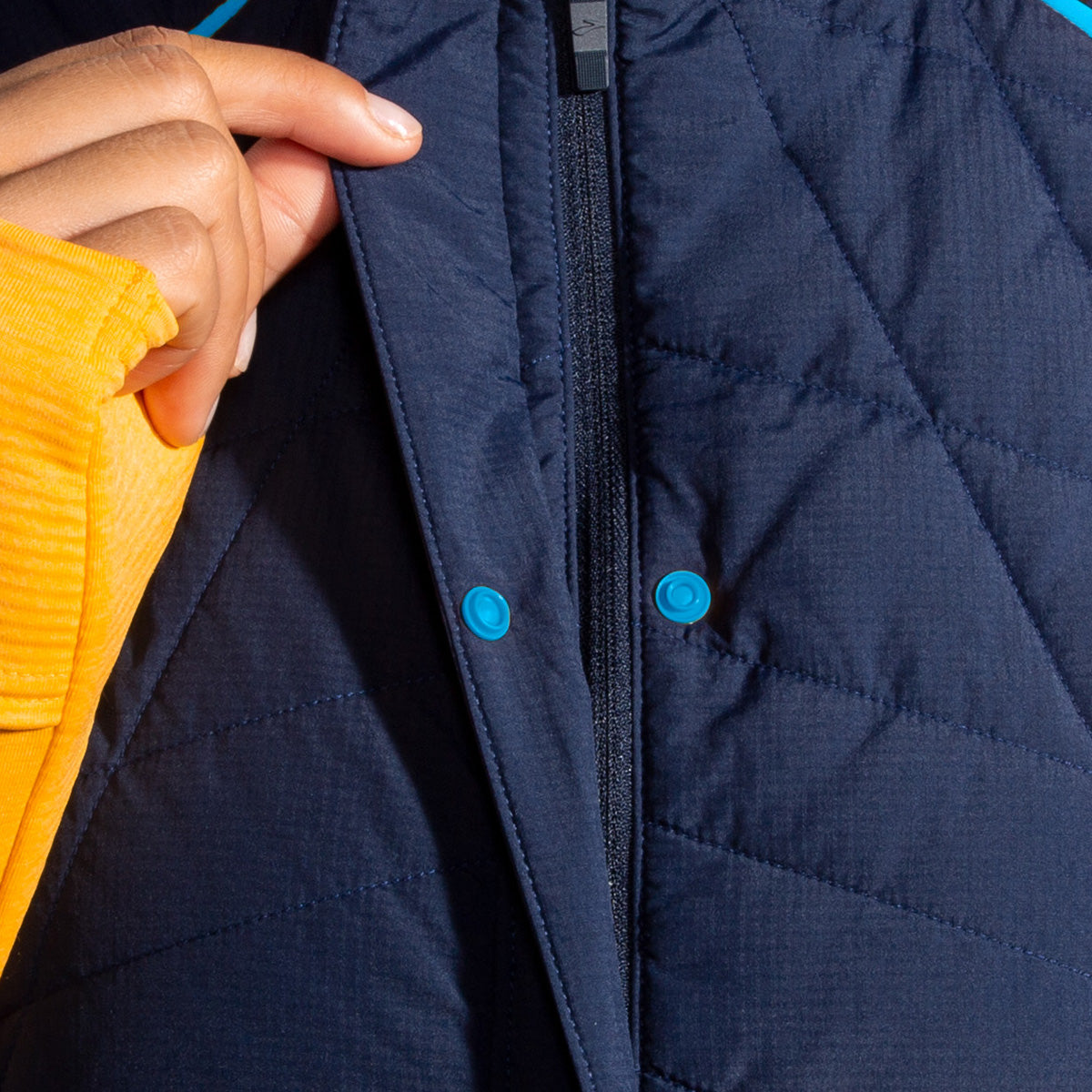 Brooks Shield Hybrid Vest — Navy - Blue Bolt — Size Small — Top View