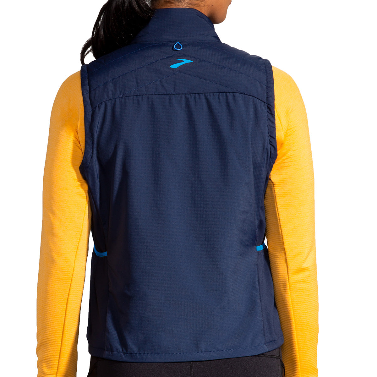 Brooks Shield Hybrid Vest — Navy - Blue Bolt — Size Small — Side View
