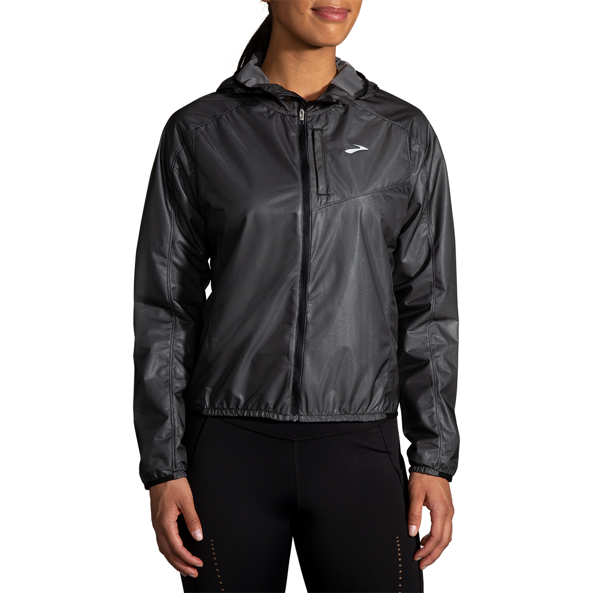Brooks All Altitude Jacket — Black — Size Medium — Front View
