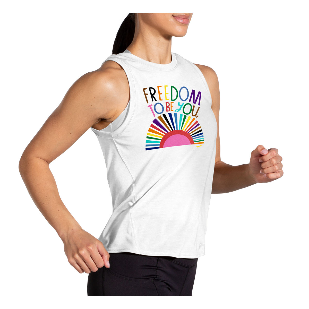 Brooks Distance Graphic Tank — Freedom To Be You — Size Medium — Front View