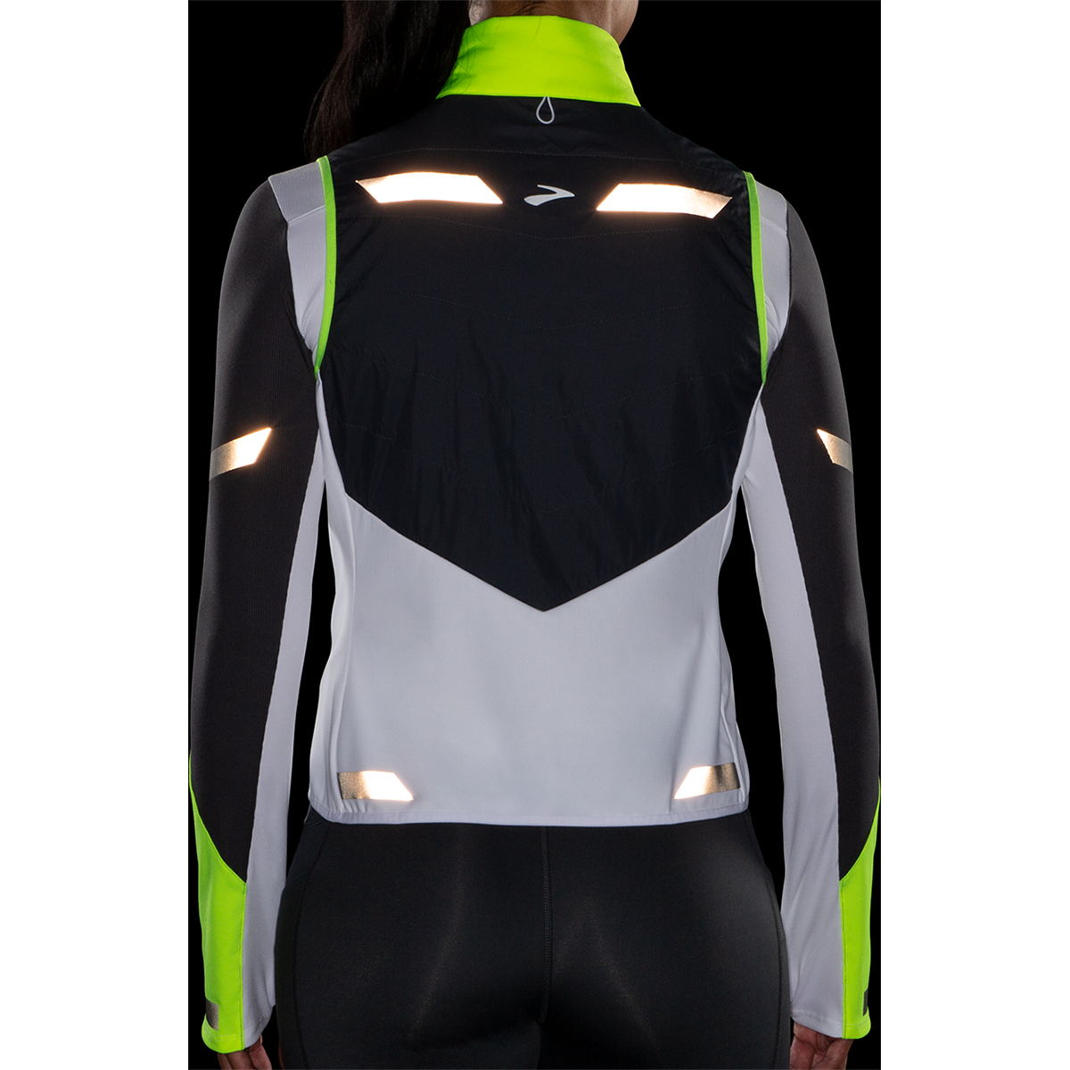 Brooks Run Visible Insulated Vest — White - Asphalt - Nightlife — Size Small — Lifestyle View