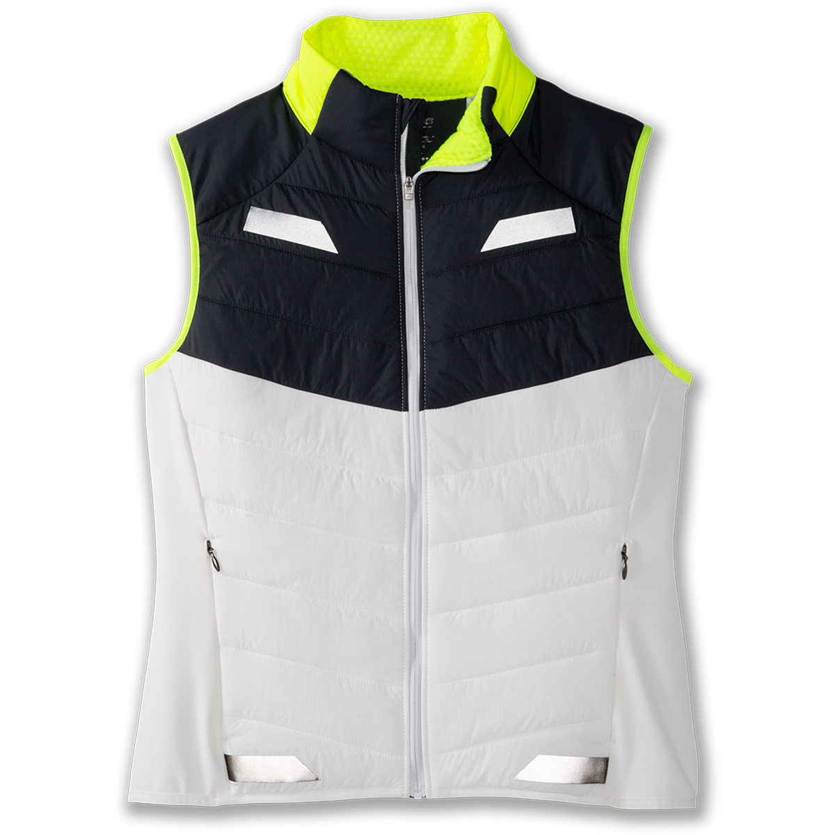 Brooks Run Visible Insulated Vest — White - Asphalt - Nightlife — Size Small — Top View