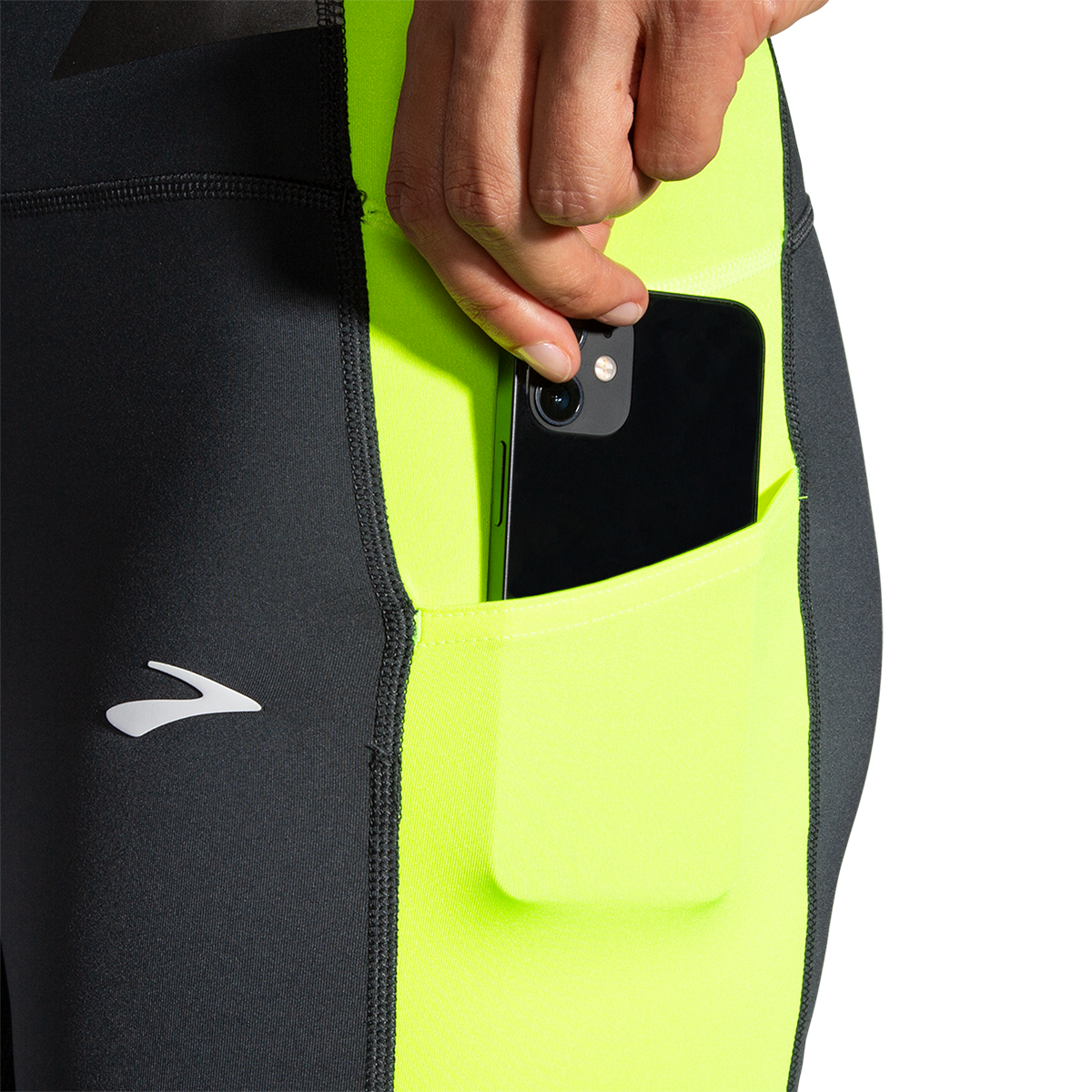 Brooks Run Visible 6" Short — Asphalt - Nightlife — Size Small — Detail View