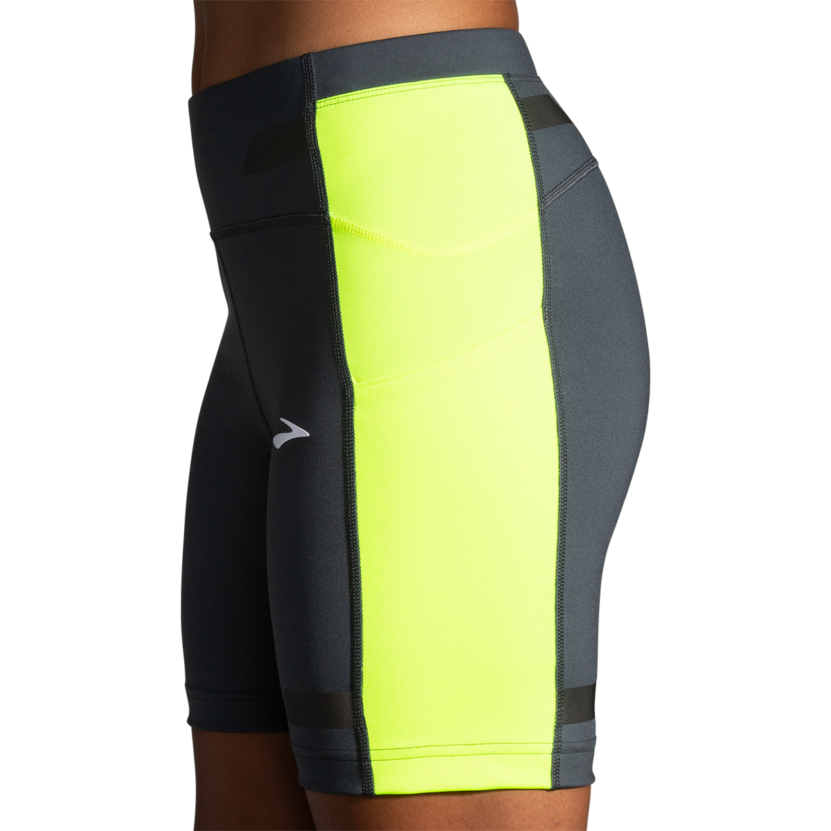 Brooks Run Visible 6" Short — Asphalt - Nightlife — Size Small — Top View