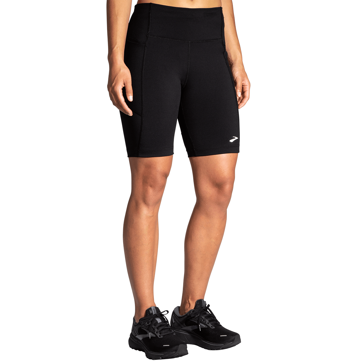 Brooks Moment 8" Short Tight — Black — Size Small — Front View