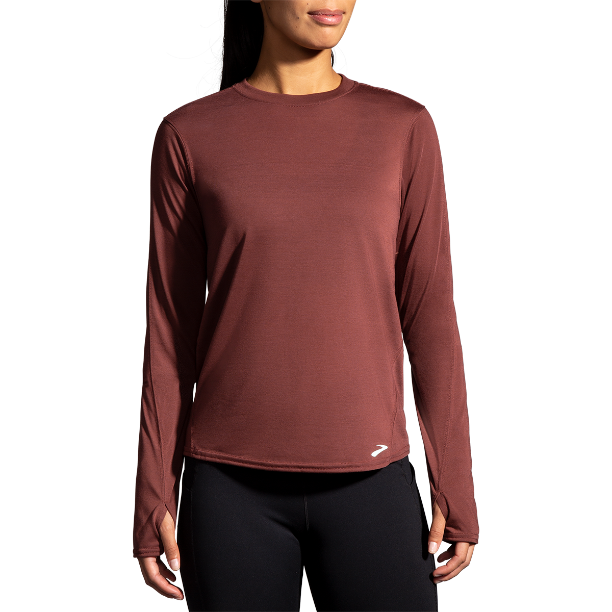 Brooks Distance Longsleeve — Heather Magenta — Size Small — Top View
