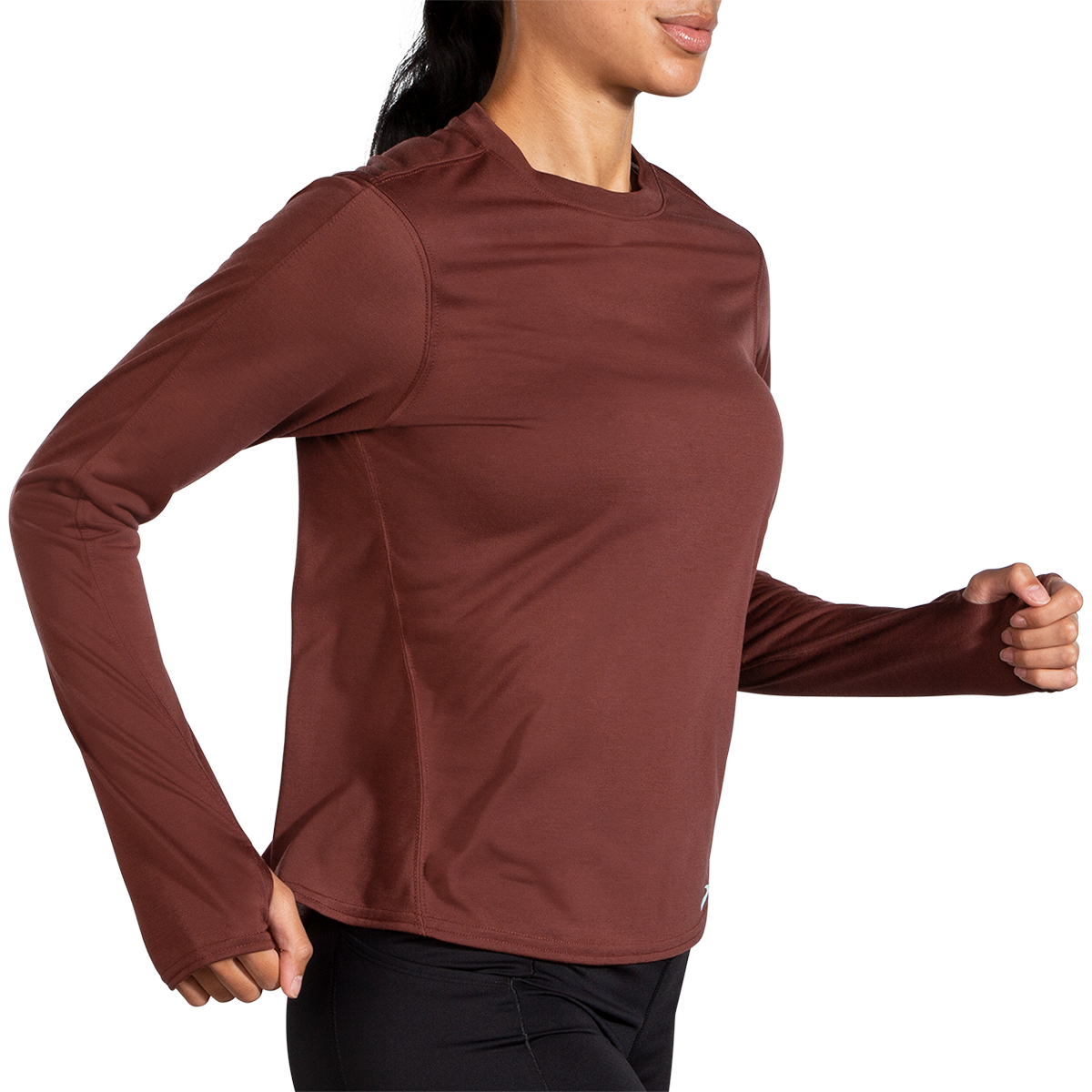 Brooks Distance Longsleeve — Heather Magenta — Size Small — Detail View