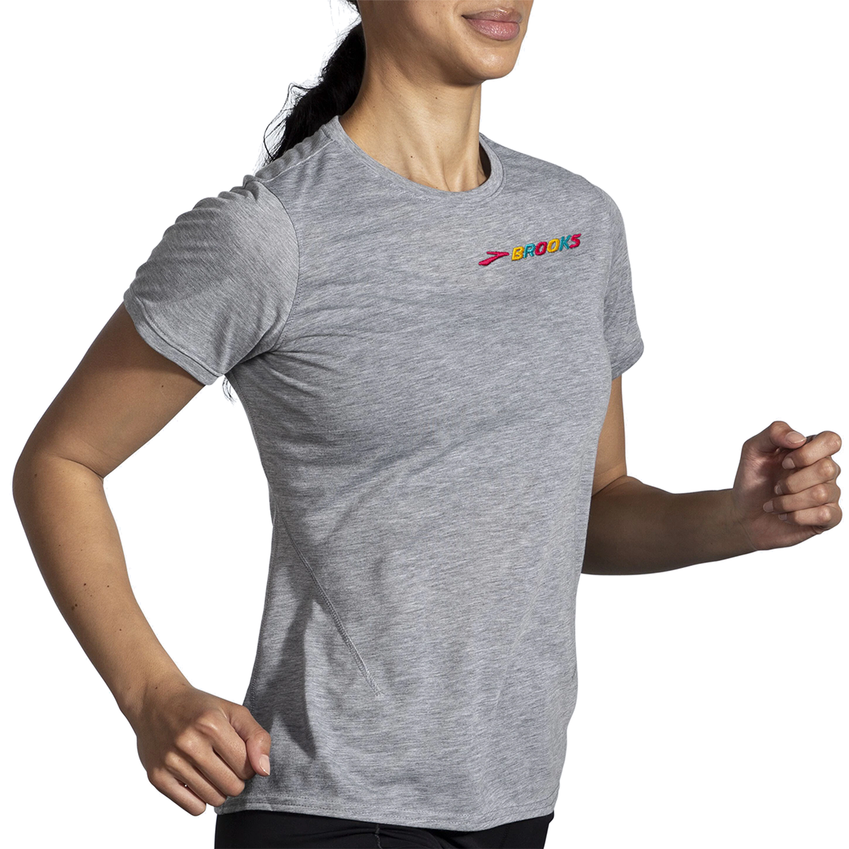 Brooks Distance 2.0 Shortsleeve — Quartz - Gradient Stripe — Size Small — Alternate View 8