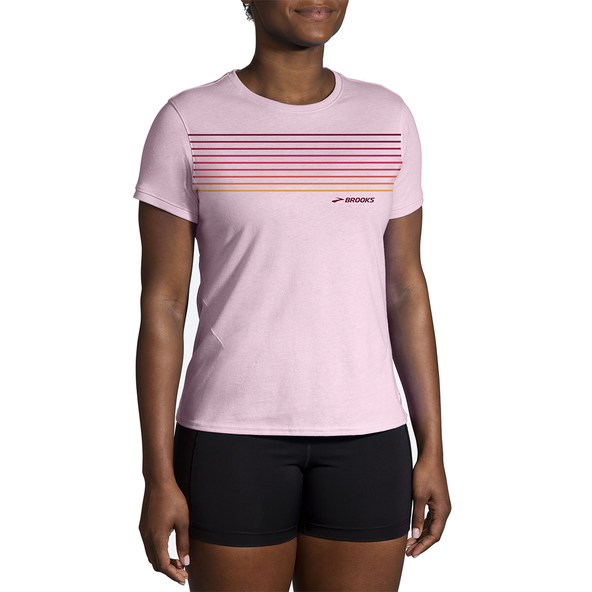 Brooks Distance 2.0 Shortsleeve — Quartz - Gradient Stripe — Size Small — Alternate View 14
