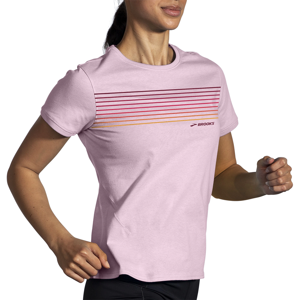 Brooks Distance 2.0 Shortsleeve — Quartz - Gradient Stripe — Size Small — Alternate View 15