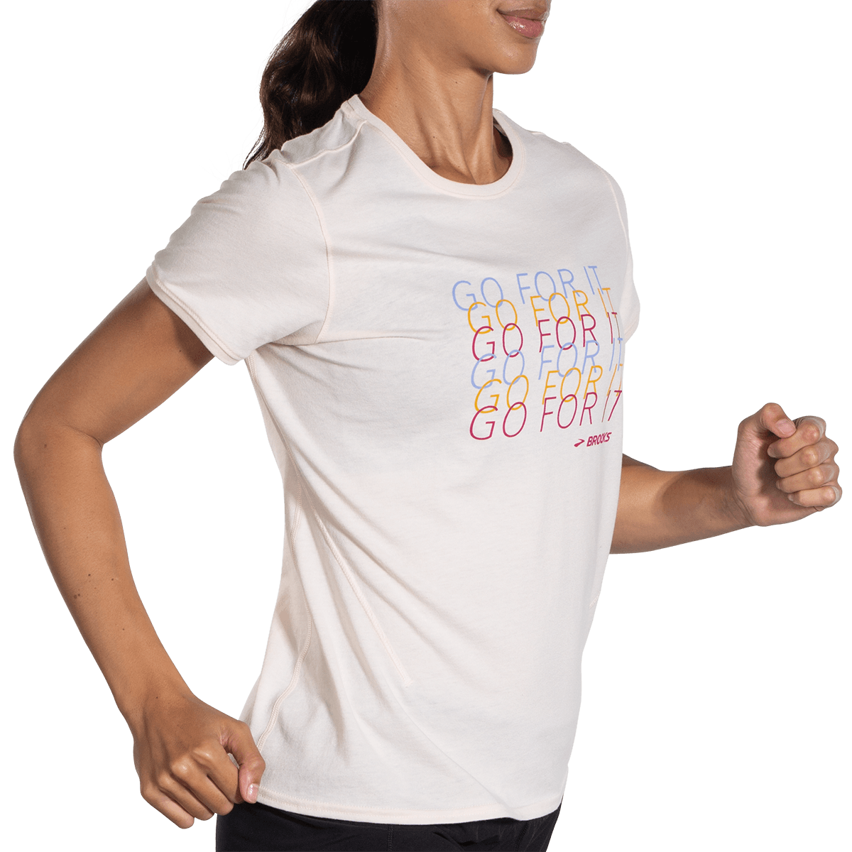 Brooks Distance 2.0 Shortsleeve — Quartz - Gradient Stripe — Size Small — Alternate View 12