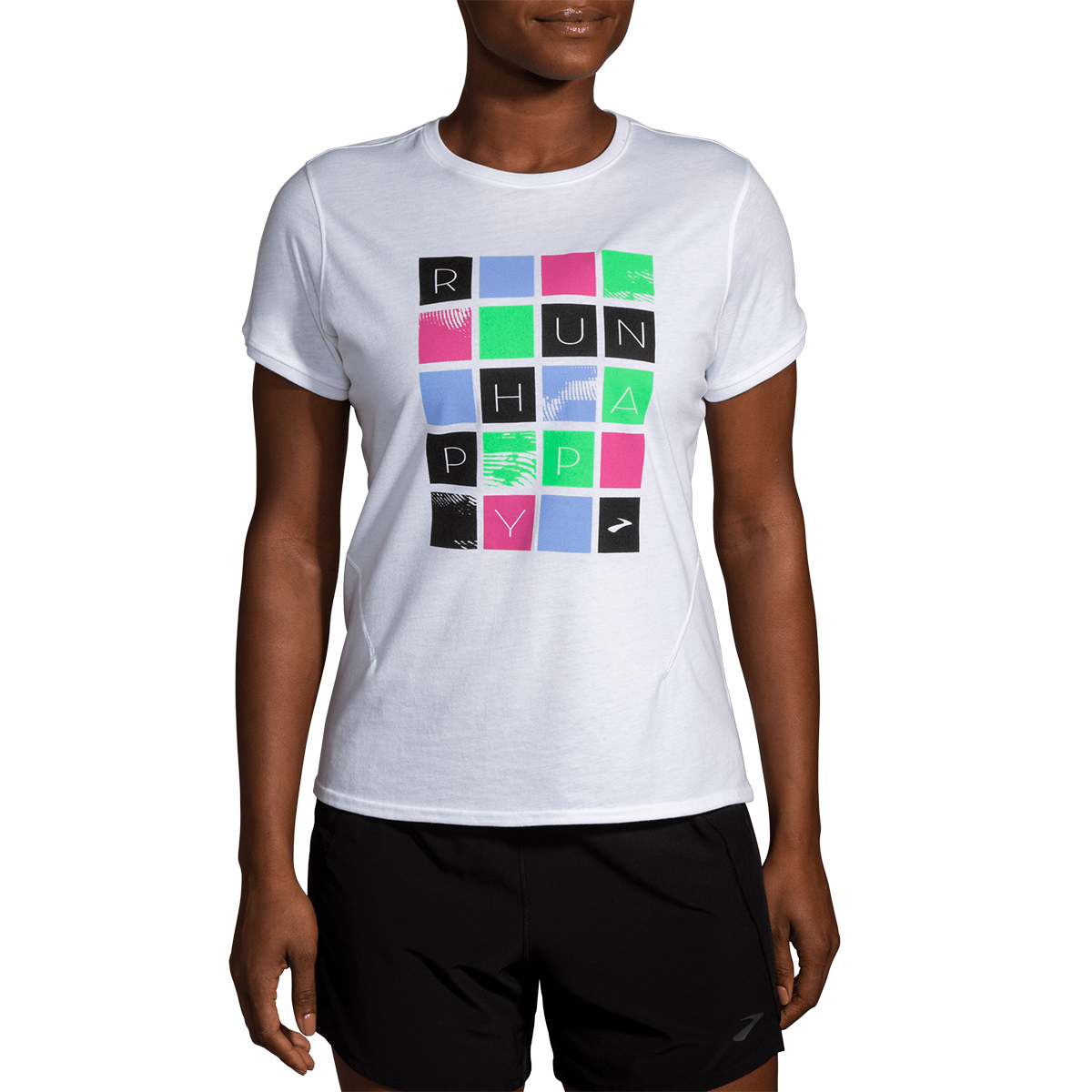 Brooks Distance 2.0 Shortsleeve — Quartz - Gradient Stripe — Size Small — Alternate View 17
