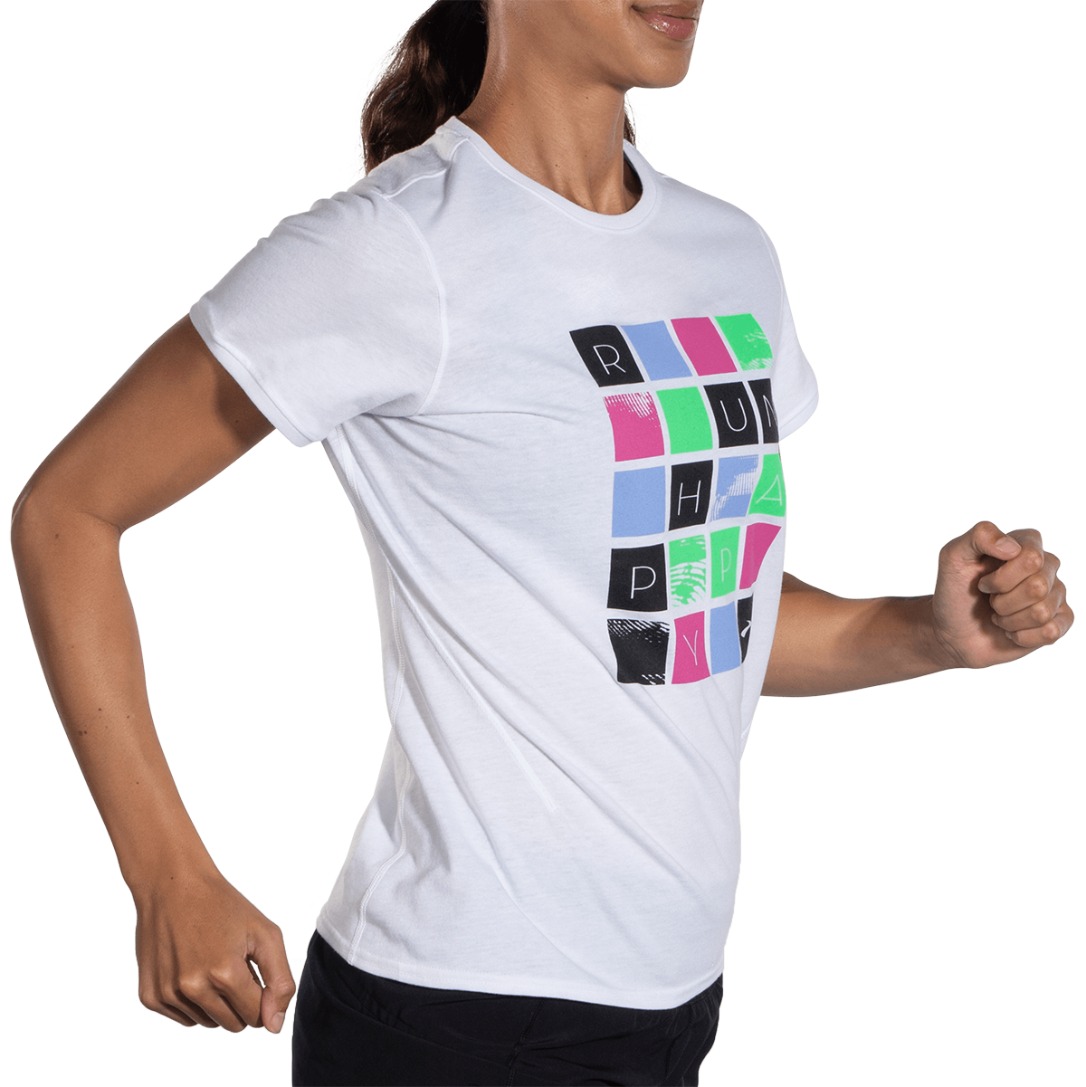 Brooks Distance 2.0 Shortsleeve — Quartz - Gradient Stripe — Size Small — Alternate View 18