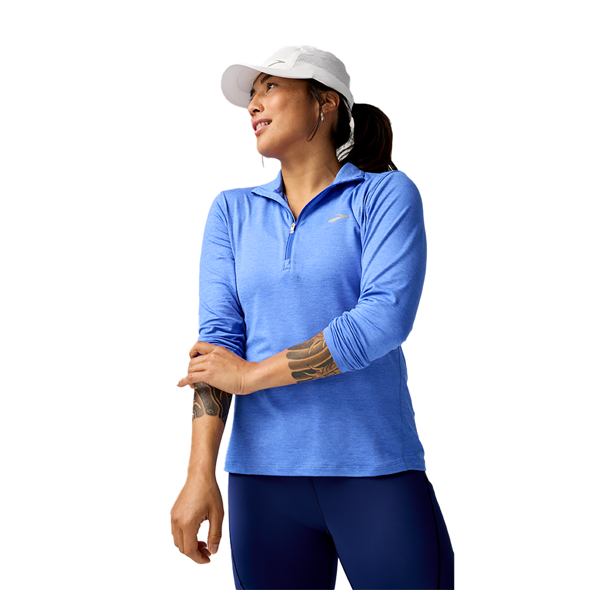Brooks Dash 1/2 Zip 2.0 — Htr Bluebell — Size Small — Side View