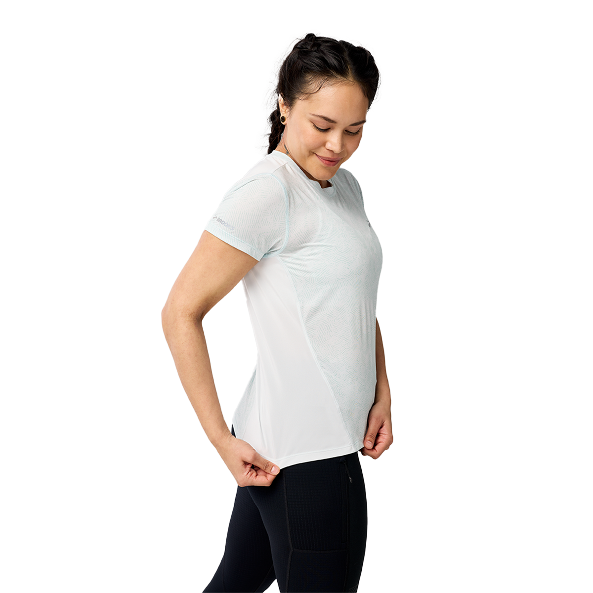 Brooks Sprint Free Short Sleeve 3.0 — White — Size Small — Side View