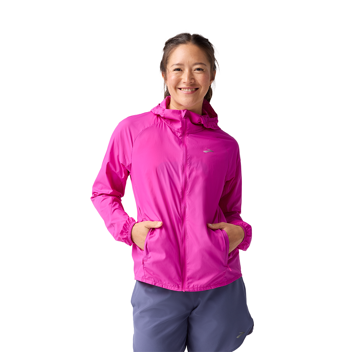 Brooks Canopy Packable Jacket — Black — Size Small — Front View