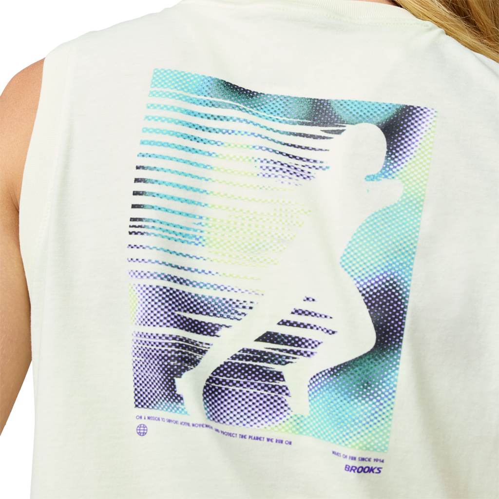 Brooks Graphic Tank — Dark Russet - Atomic Blue — Size XSmall — Top View