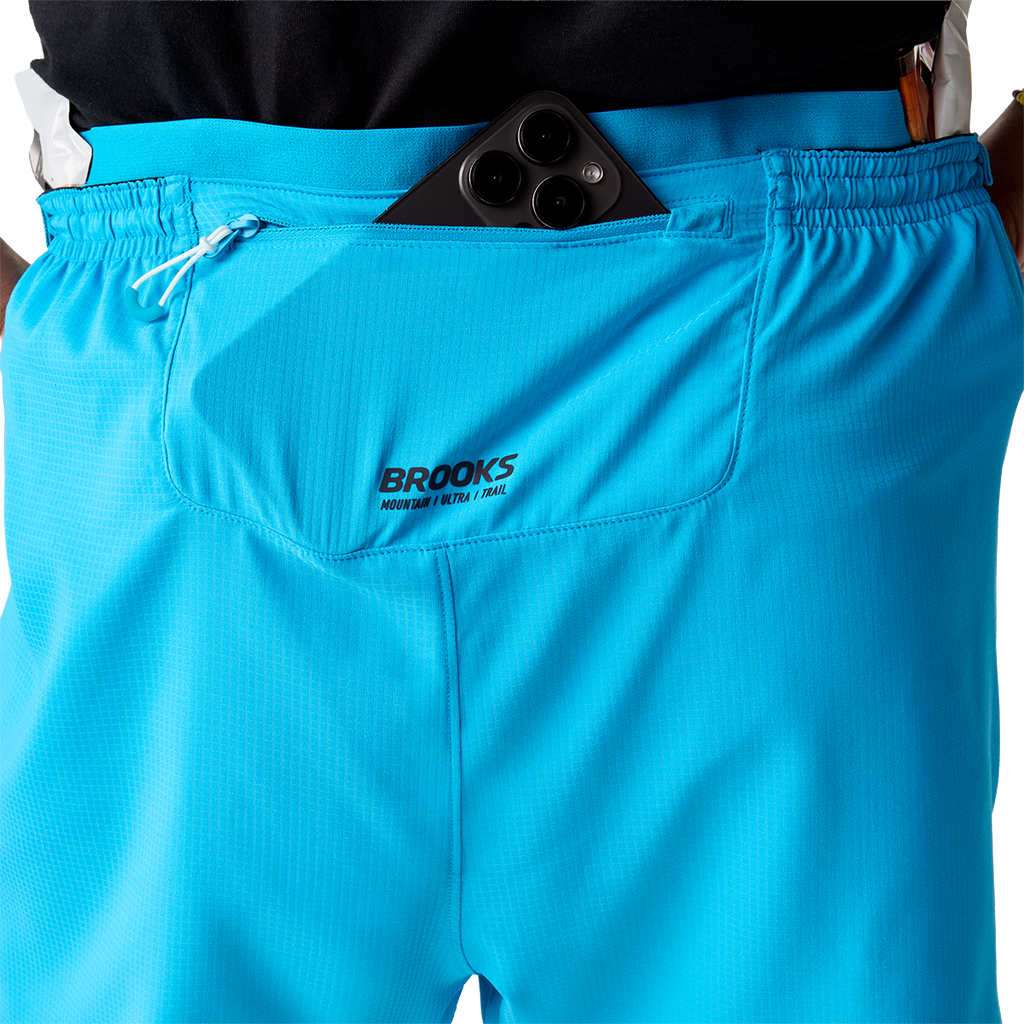 Brooks Cascadia Short — Atomic Blue — Size XSmall — Detail View