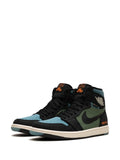 Air Jordan 1 High Element Gore-Tex Sky J Light Olive Sneakers — Black/Blue/Olive Green — Size US M 6.5 - US W 8 — Top View