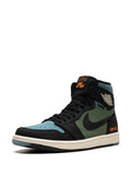 Air Jordan 1 High Element Gore-Tex Sky J Light Olive Sneakers — Black/Blue/Olive Green — Size US M 6.5 - US W 8 — Detail View