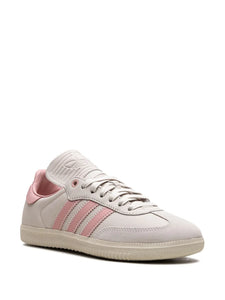 adidas X Pharrell Samba Humanrace Aluminum Sneakers — Light Beige/Pink — Size US M 6 - US W 7.5 — Detail View