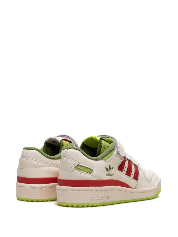 adidas Forum Low The Grinch  Lace-Up Trainers — Cream White/Poppy Red/Lime Green — Size US M 8.5 - US W 10 — Back View