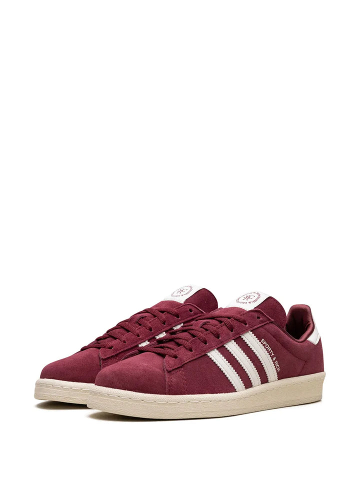 adidas Campus 80S Sporty & Rich - Merlot Cream Sneakers — Burgundy/White — Size US M 9.5 - US W 11 — Back View