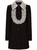 Dolce Gabbana Bib Collar Virgin Wool Blend Minidress — Black/ White — Size XS — Front View
