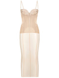 Dolce Gabbana Sheer Tulle Bustier Dress — Beige — Size XS — Front View