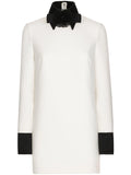 Dolce Gabbana Bow Applique Virgin Wool Blend Minidress — Black/ White — Size S — Front View